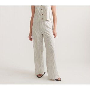 Marine Layer Cream and Gray Striped Trousers